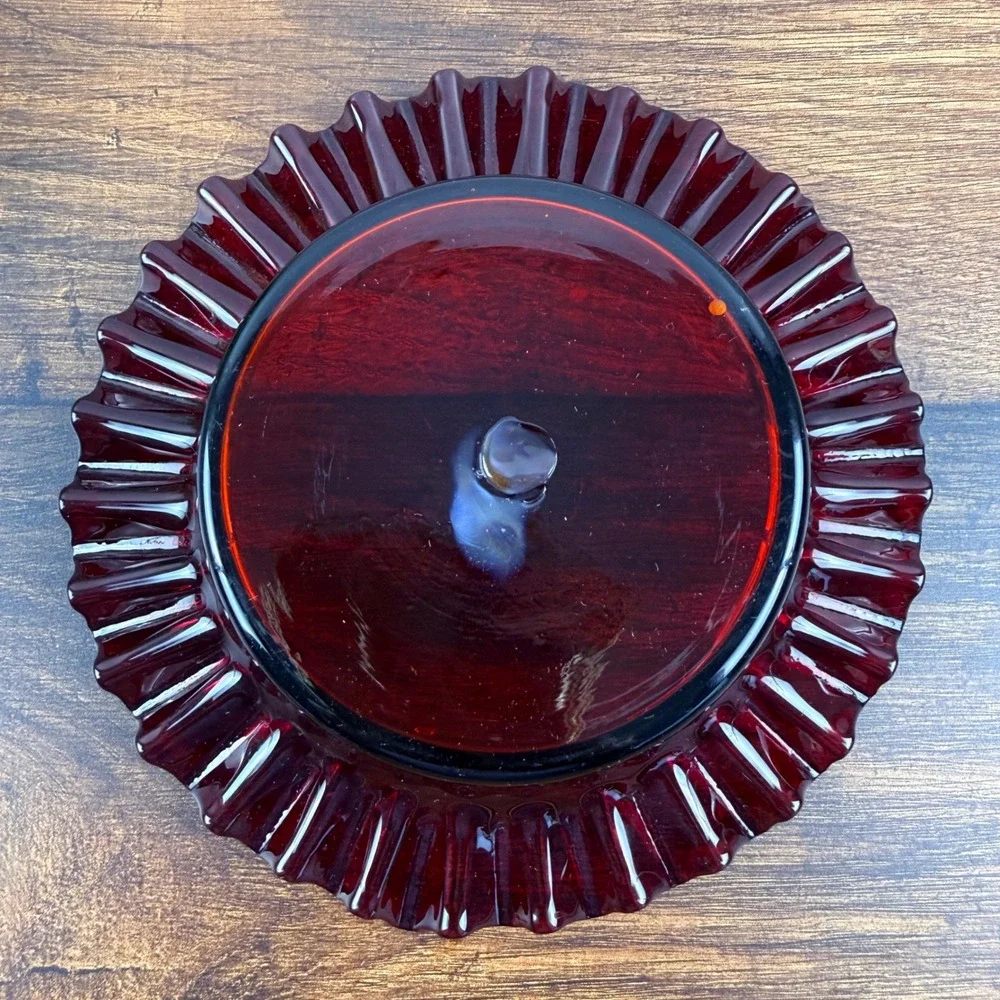 Blenko 420 Ruby Ruffled Art Glass Pre-Designer Plate